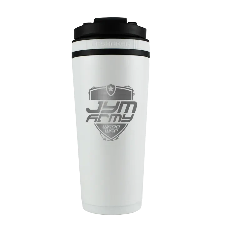 JYM Army Wage War Ice Shaker 26oz - White