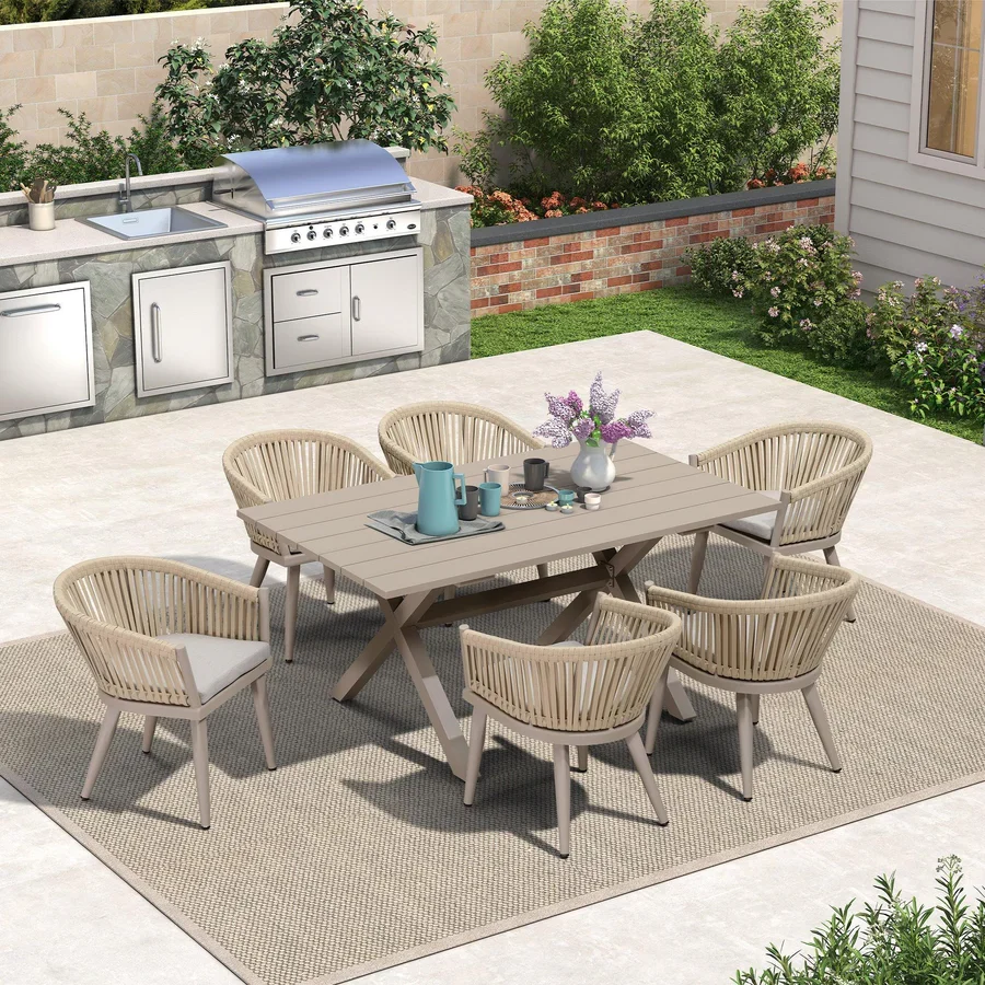 PURPLE LEAF 7/9/11 Pieces Champagne Dining Set
