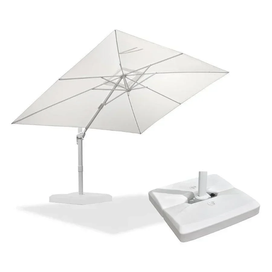 PURPLE LEAF Premium White Cantilever Umbrella with Base