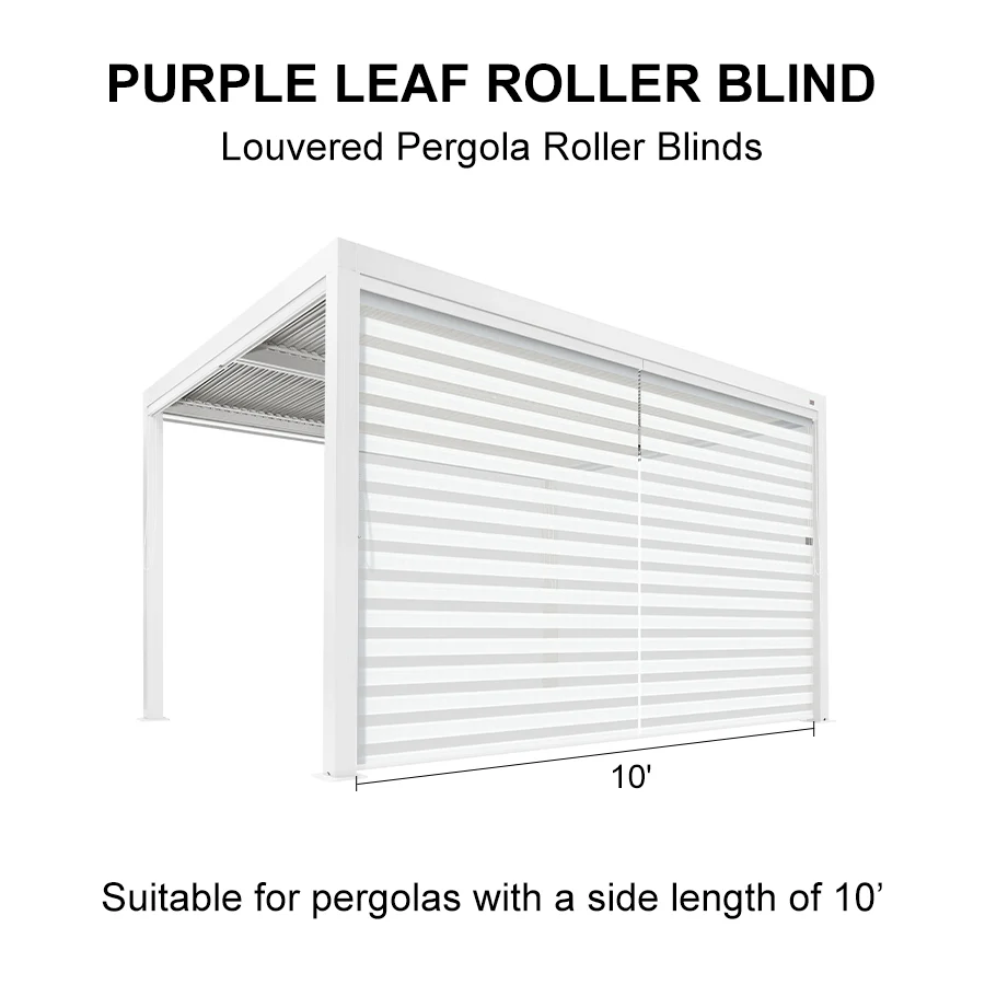 PURPLELEAF Outdoor Louvered Pergola Roller Blinds